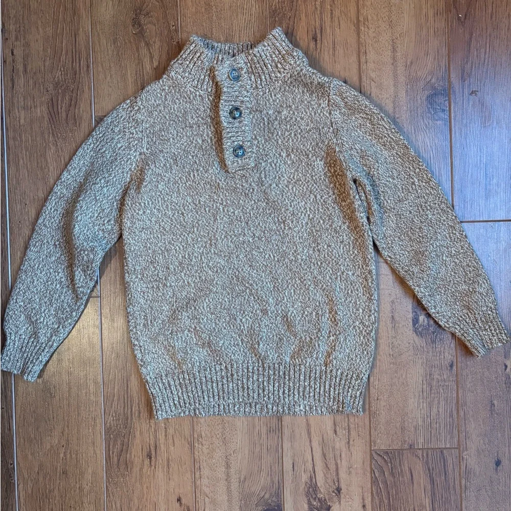 Carter's Boys Quarter Button Sweater. Tan/Brown Size 6